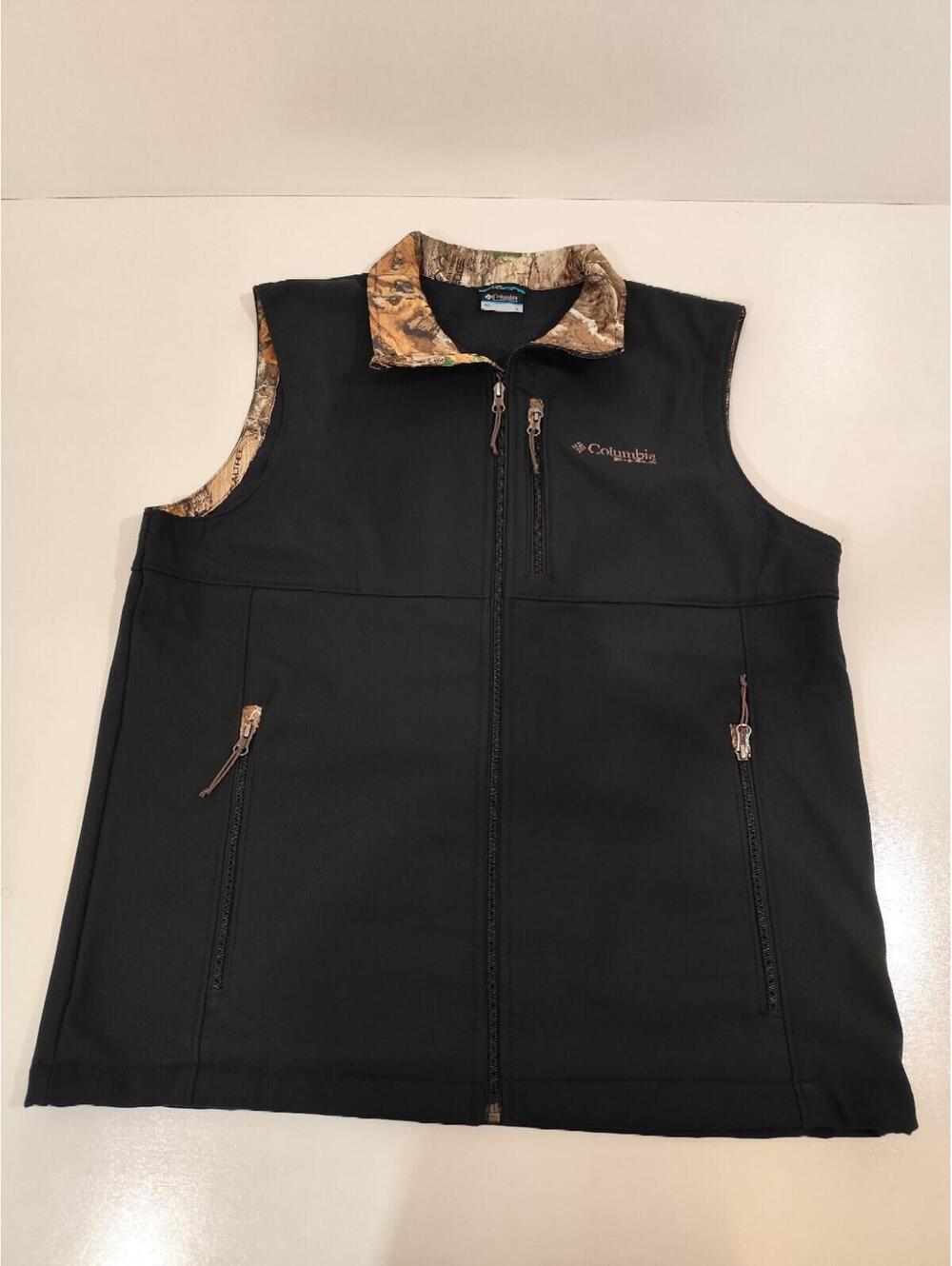 Columbia PHG Men's Hunting Vest Brush Pattern Camo Full zip,Black,Size L